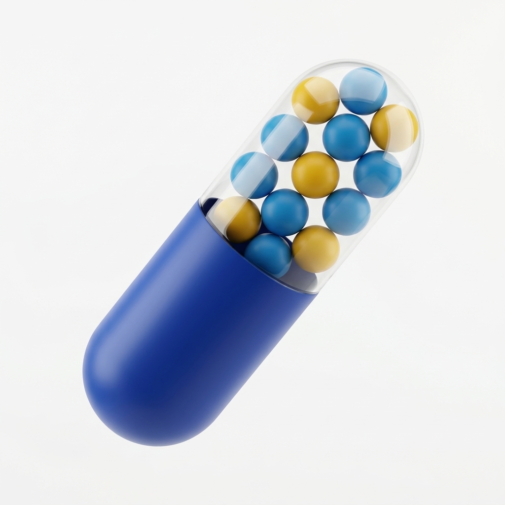 Capsule containing multiple colored beads of active ingredients